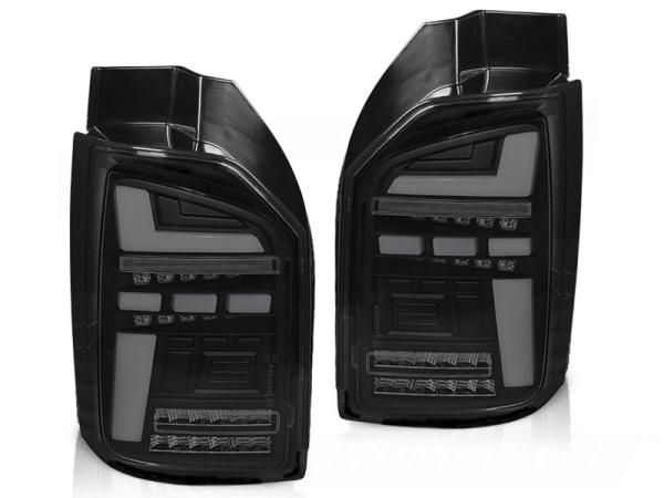 Voll LED Lightbar Rückleuchten für VW T6 15- Schwarz Smoke (Heckklappe /Halogen)